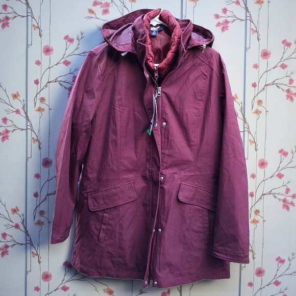 Lands' End Ladies' 3-in-1 Systems Jacket Burgundy Size XL NWT - Picture 4 of 15